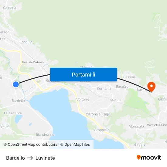 Bardello to Luvinate map