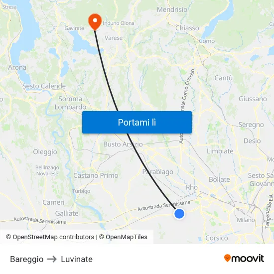 Bareggio to Luvinate map