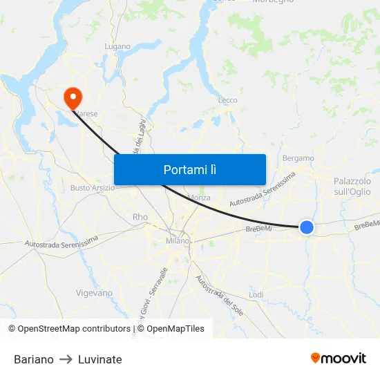 Bariano to Luvinate map