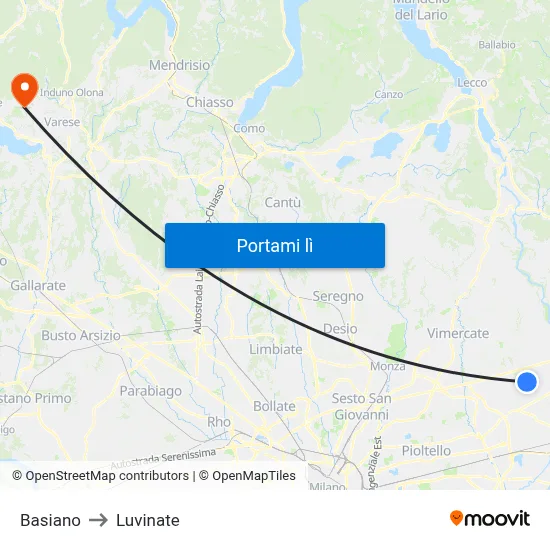 Basiano to Luvinate map