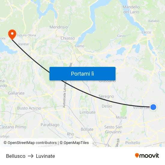 Bellusco to Luvinate map