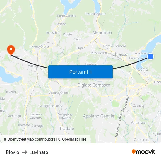 Blevio to Luvinate map
