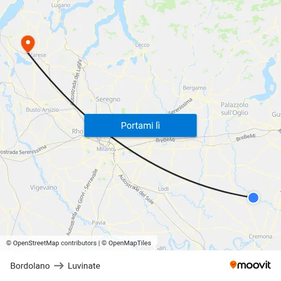 Bordolano to Luvinate map