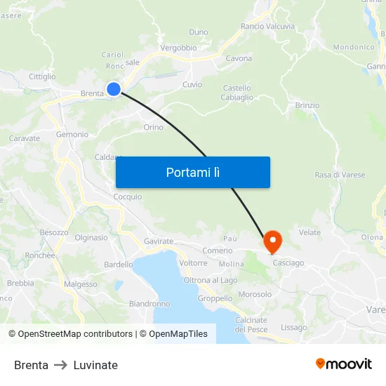 Brenta to Luvinate map