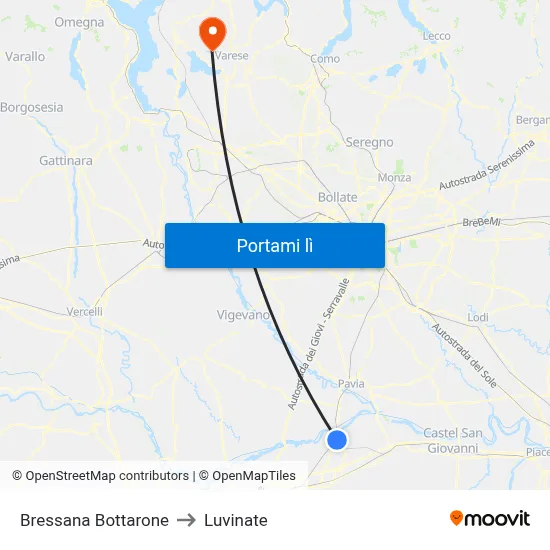 Bressana Bottarone to Luvinate map