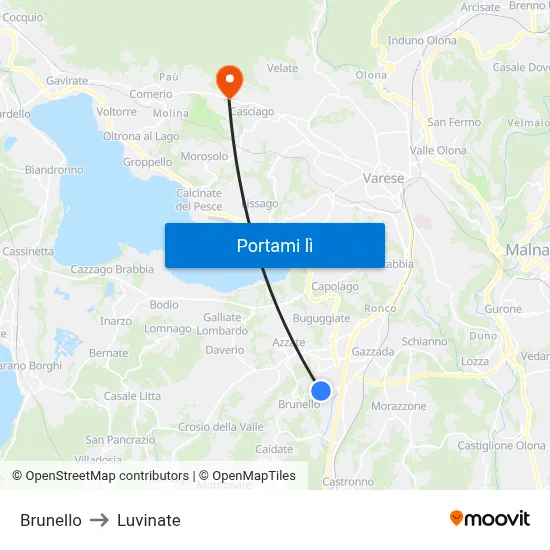 Brunello to Luvinate map