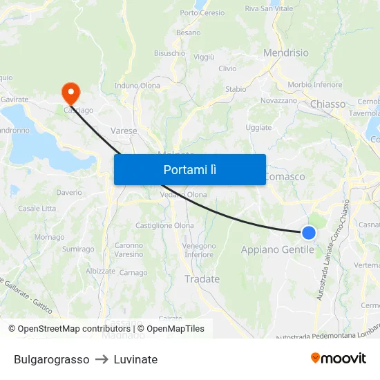 Bulgarograsso to Luvinate map
