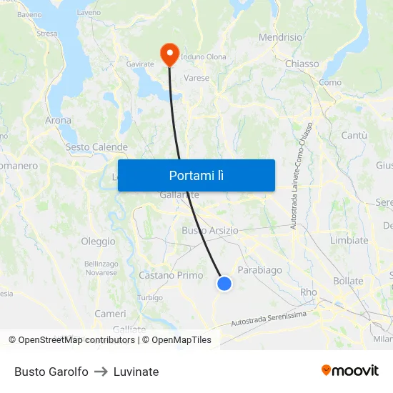 Busto Garolfo to Luvinate map