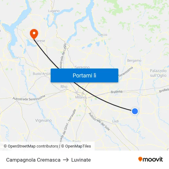 Campagnola Cremasca to Luvinate map