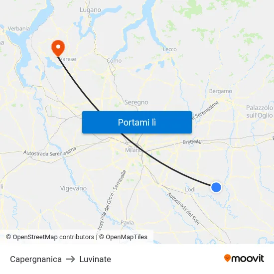 Capergnanica to Luvinate map