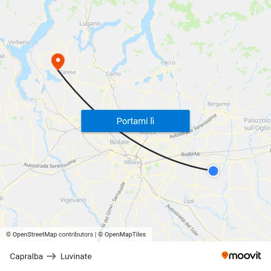 Capralba to Luvinate map