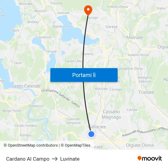 Cardano Al Campo to Luvinate map