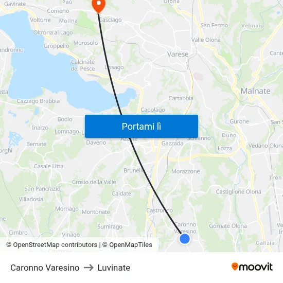 Caronno Varesino to Luvinate map