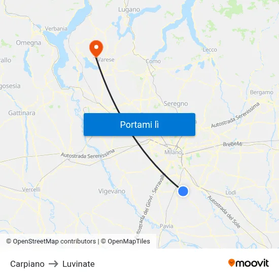 Carpiano to Luvinate map