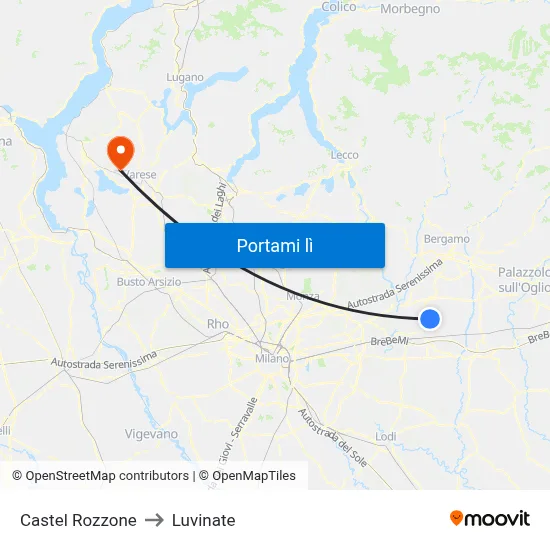 Castel Rozzone to Luvinate map