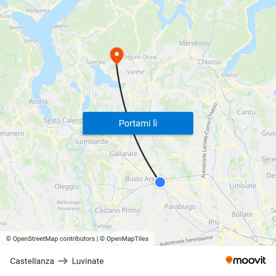 Castellanza to Luvinate map