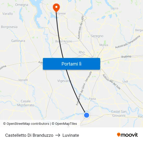 Castelletto Di Branduzzo to Luvinate map