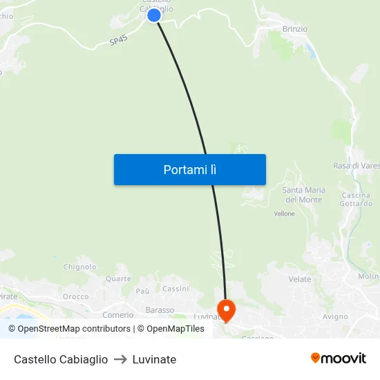 Castello Cabiaglio to Luvinate map