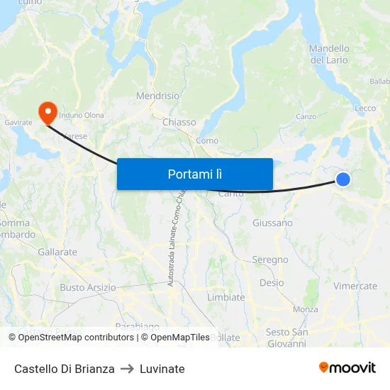 Castello Di Brianza to Luvinate map