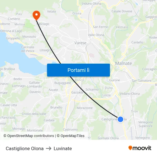 Castiglione Olona to Luvinate map