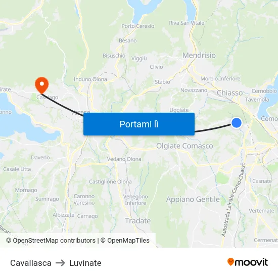 Cavallasca to Luvinate map