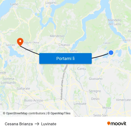 Cesana Brianza to Luvinate map