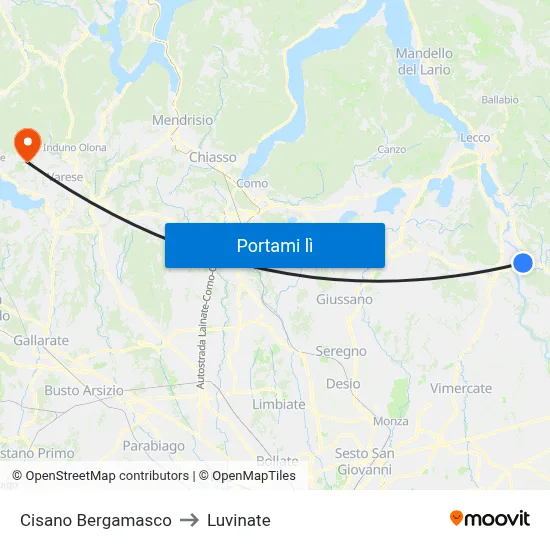 Cisano Bergamasco to Luvinate map