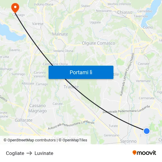 Cogliate to Luvinate map
