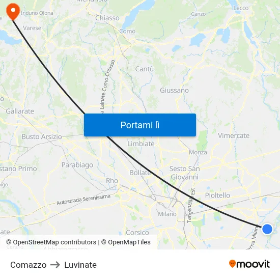 Comazzo to Luvinate map