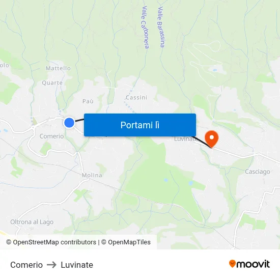 Comerio to Luvinate map