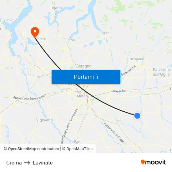 Crema to Luvinate map