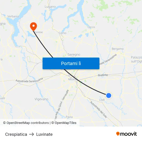 Crespiatica to Luvinate map