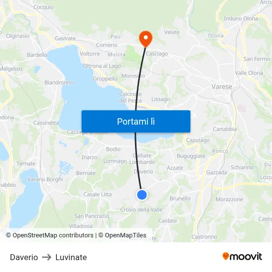 Daverio to Luvinate map