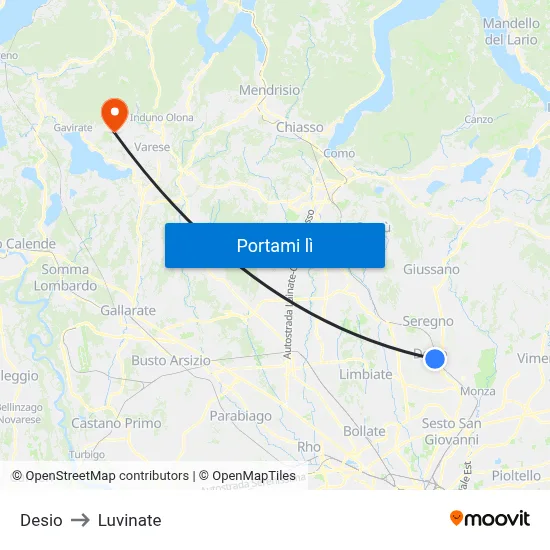 Desio to Luvinate map