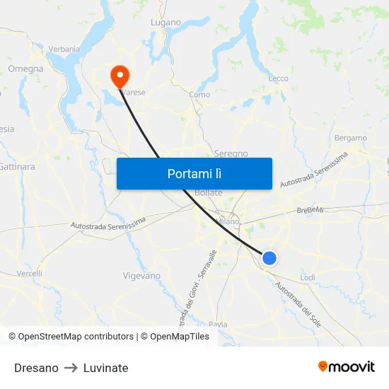 Dresano to Luvinate map