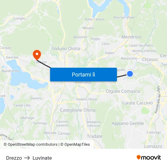 Drezzo to Luvinate map