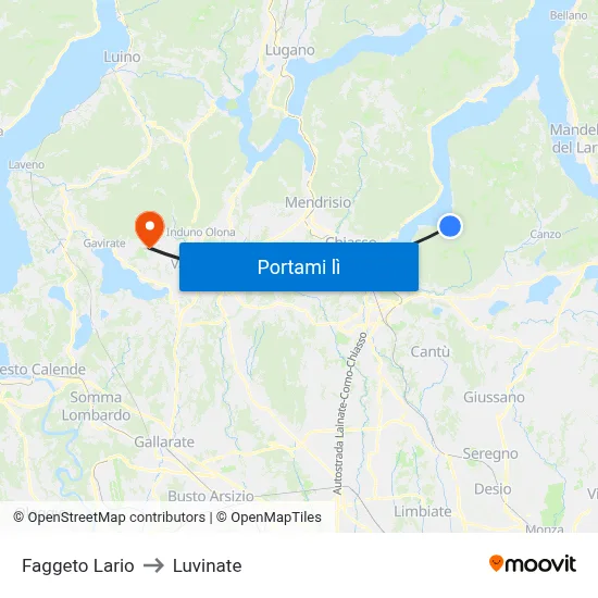 Faggeto Lario to Luvinate map