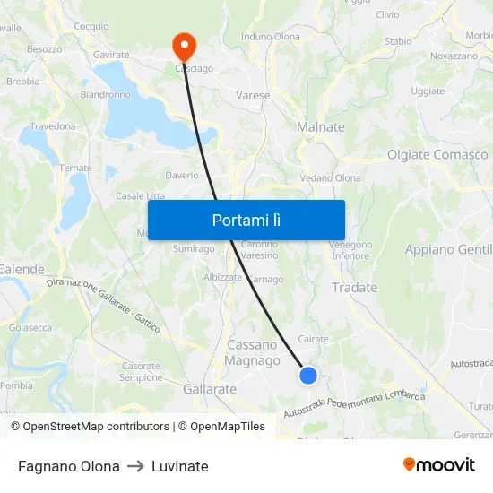 Fagnano Olona to Luvinate map