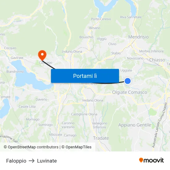 Faloppio to Luvinate map