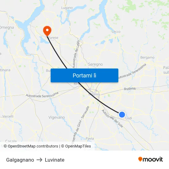 Galgagnano to Luvinate map