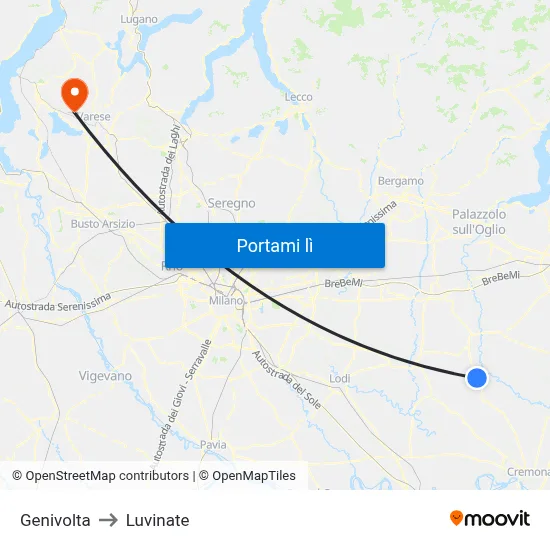 Genivolta to Luvinate map