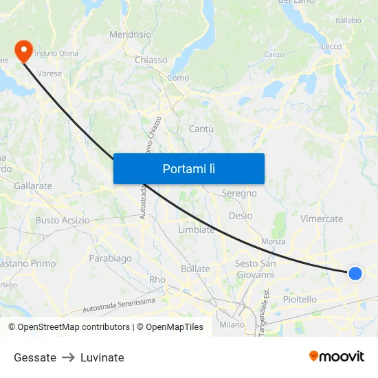 Gessate to Luvinate map