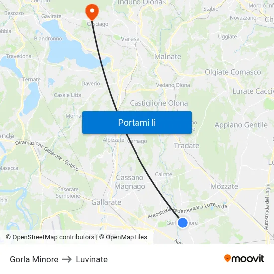 Gorla Minore to Luvinate map
