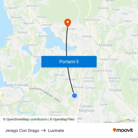 Jerago Con Orago to Luvinate map