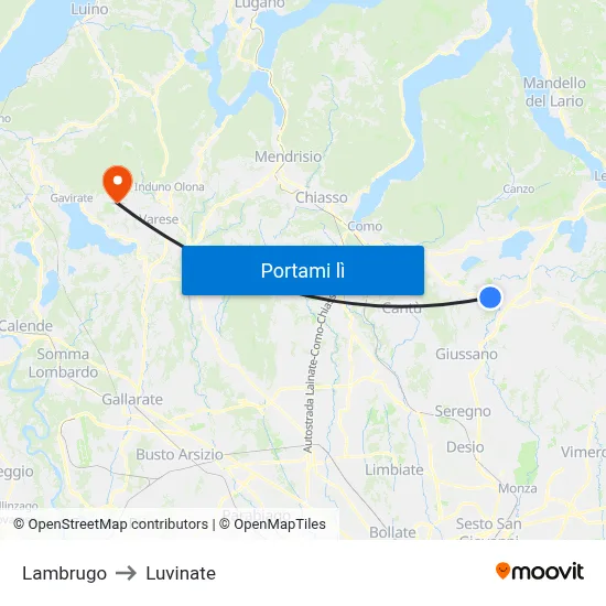 Lambrugo to Luvinate map