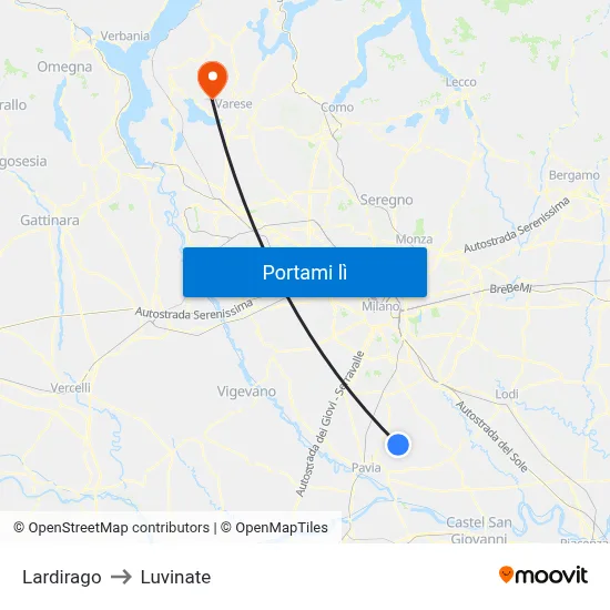 Lardirago to Luvinate map