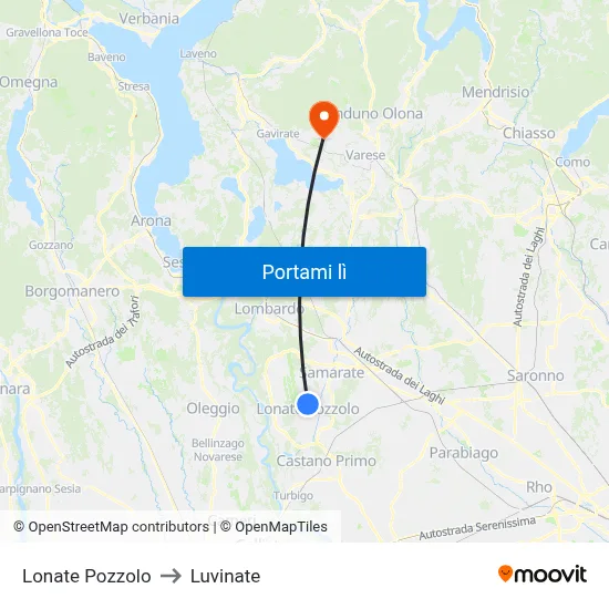 Lonate Pozzolo to Luvinate map