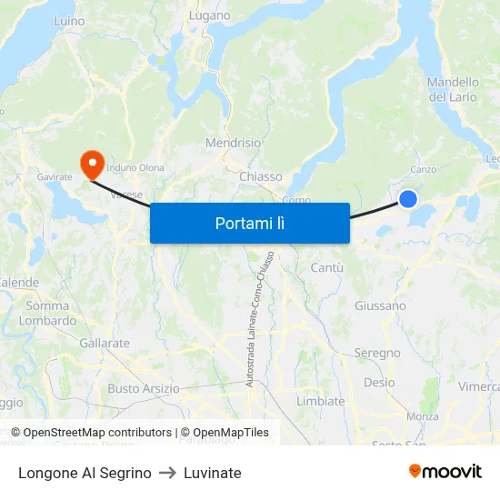 Longone Al Segrino to Luvinate map