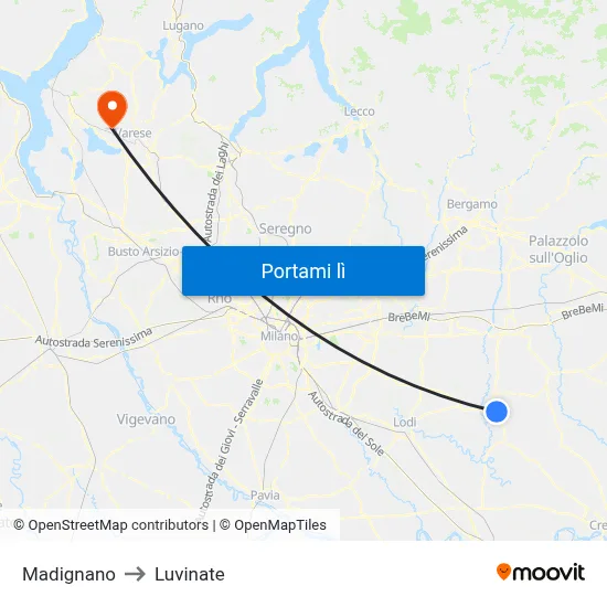 Madignano to Luvinate map