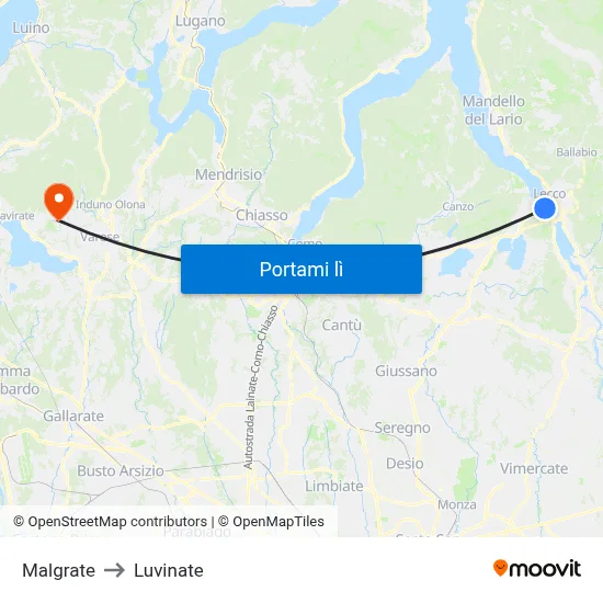 Malgrate to Luvinate map